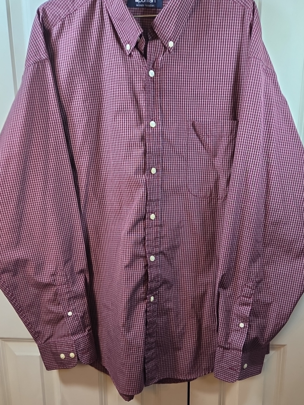 Puritan Burgundy and White Micro-Check Button-Down Shirt